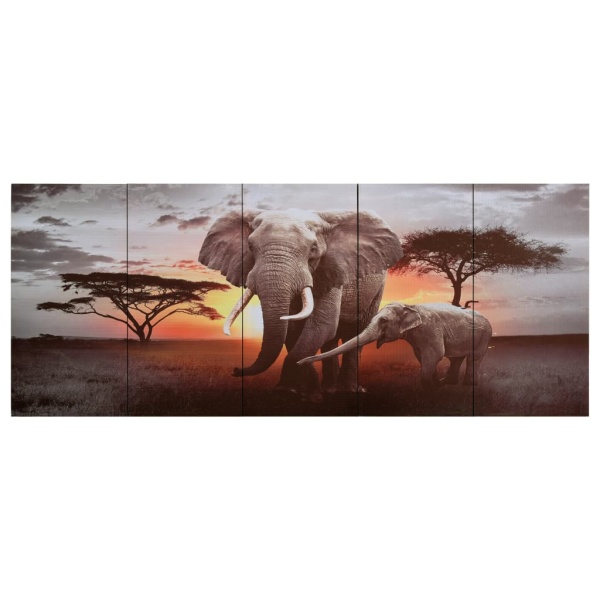 Set Tablouri Din Pânză Imprimeu Elefant Multicolor 150 x 60 cm 289288